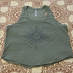 Kuhl Women’s Medium Dusty Teal Sunburst Tank Top, Crop w/ Raw edge